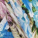 Blue Lilly Flower Print On Habutai Satin S24 HSPS41