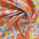 Orange Base Floral Print On Korean Satin SS22N KSPB93