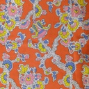 Orange Base Floral Print On Korean Satin SS22N KSPB93