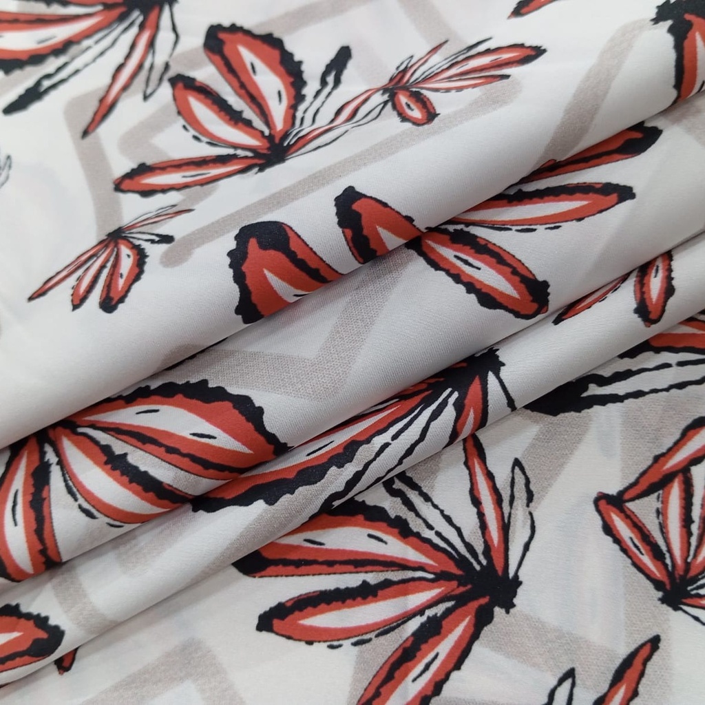 Red Bee Print On Korean Satin SS22N KSPB90