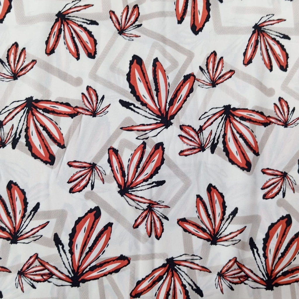 Red Bee Print On Korean Satin SS22N KSPB90
