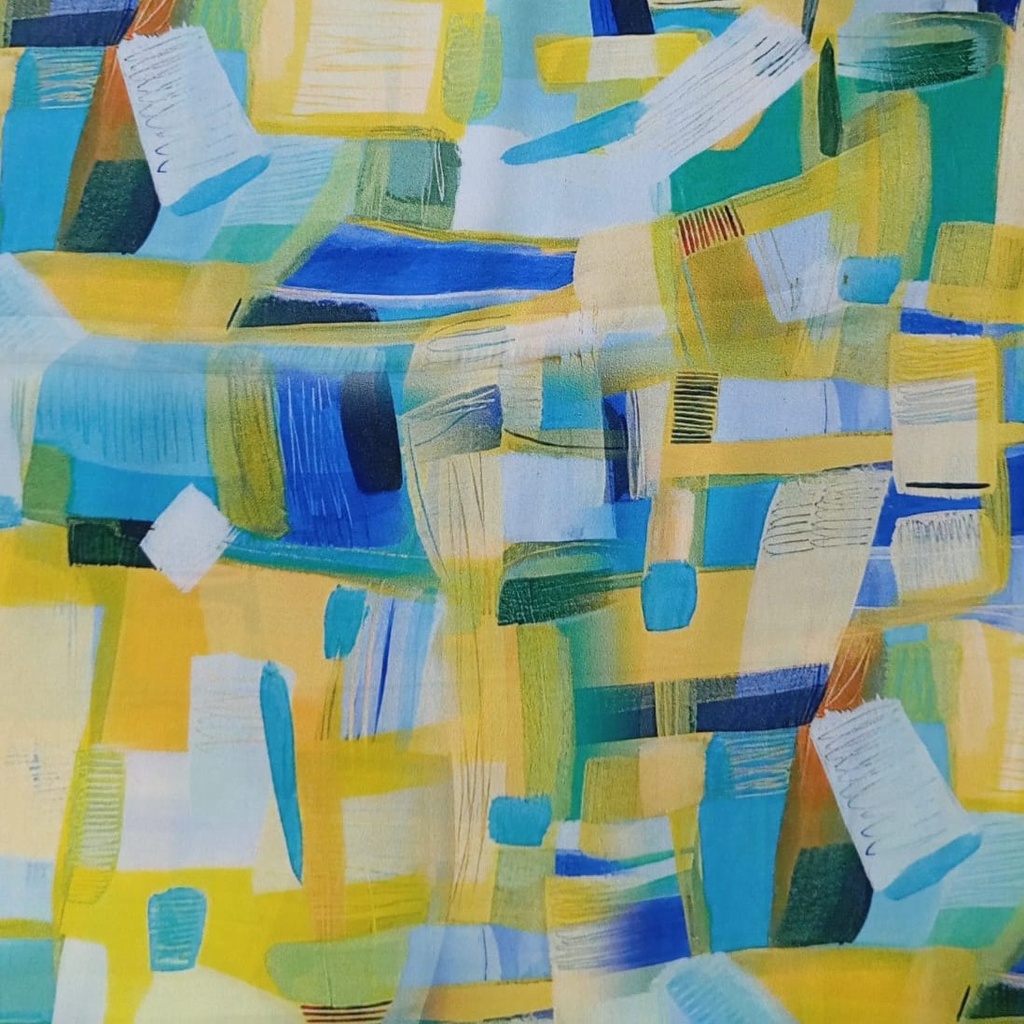 Geometrical Artwork Print On Korean Satin SS22L KSPL07