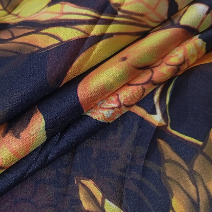 Pineapple Print On Korean Satin S23 KSPS88