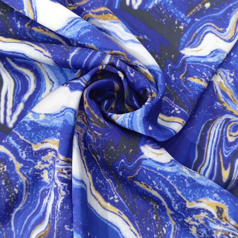 Thunder Marble Print On Korean Satin SS22A KSPA05