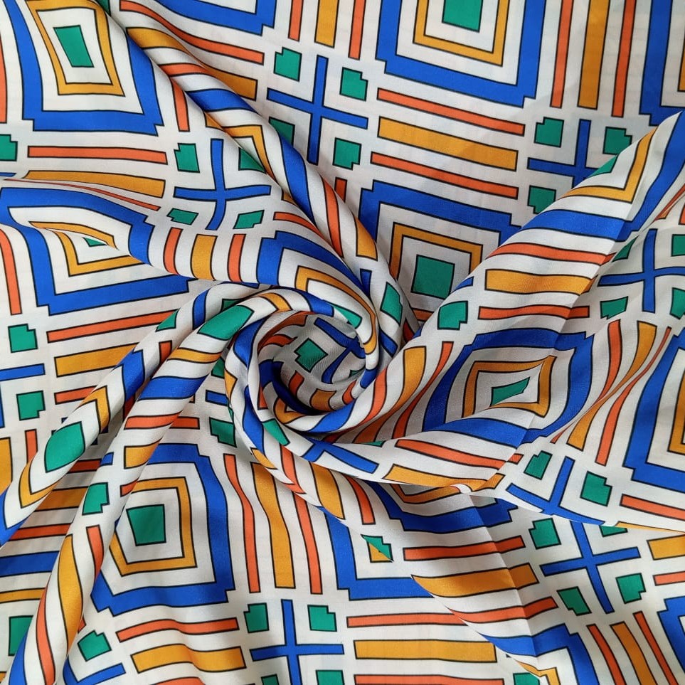 Brown Box Print On Korean Satin SS22N KSPB07