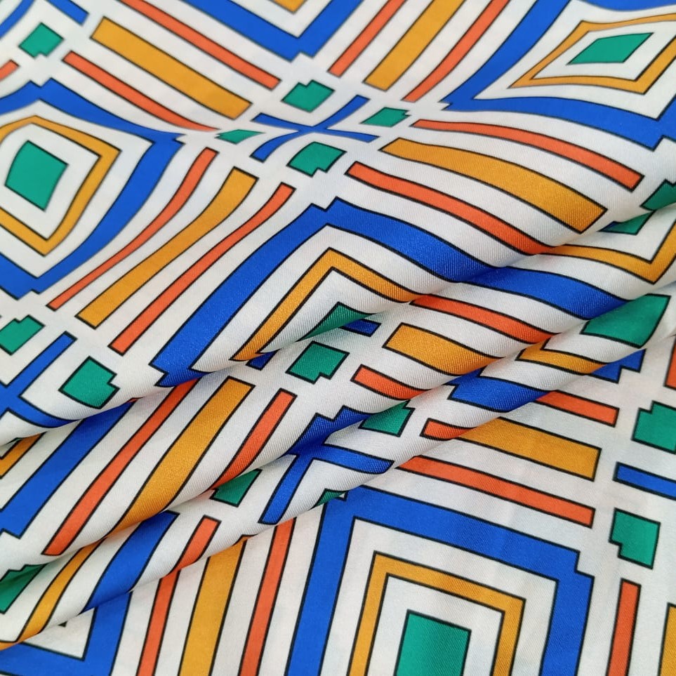 Brown Box Print On Korean Satin SS22N KSPB07