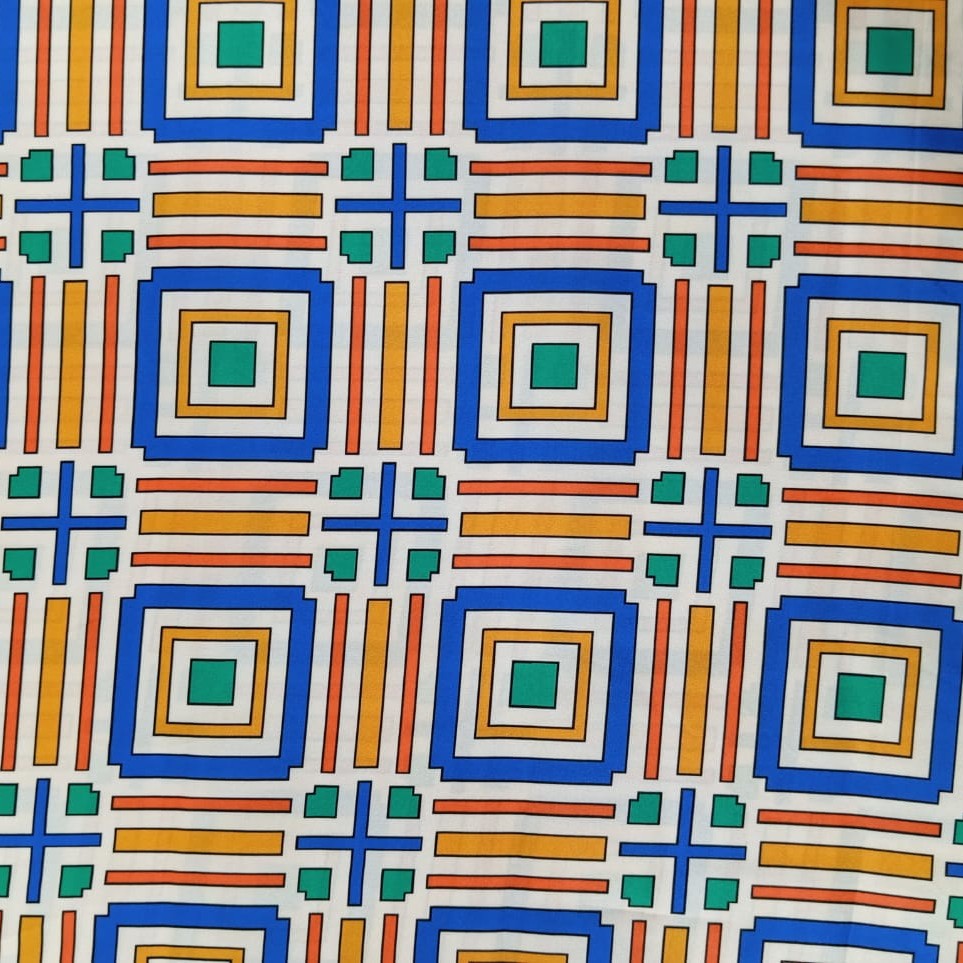 Brown Box Print On Korean Satin SS22N KSPB07
