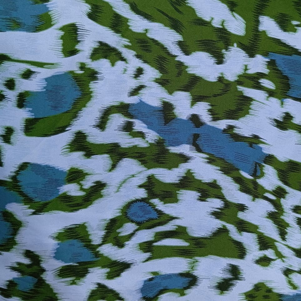 Green & White Leopard Print On Korean Satin SS2N-KSPB38