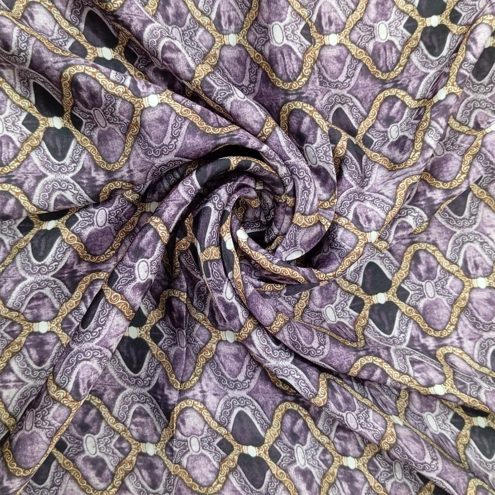 Ogee Purple Print On Korean Satin SS22N KSPB85