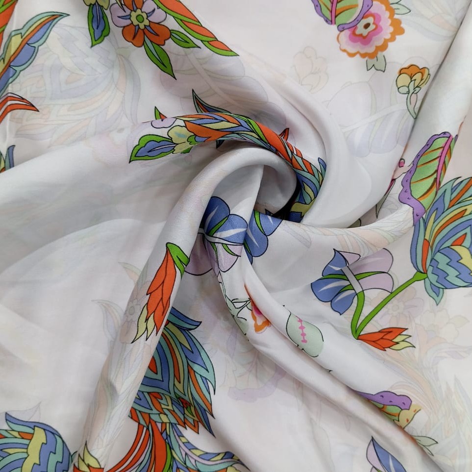 Pot Floral Print On Korean Satin SS22N KSPB88