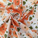 Red Flower White Base Print On Korean Satin SS22N KSPB50