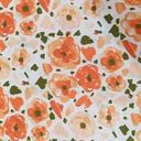 Red Flower White Base Print On Korean Satin SS22N KSPB50