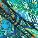 Blue Traditional Print On Korean Satin S23-KSPS25