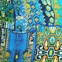 Blue Traditional Print On Korean Satin S23-KSPS25