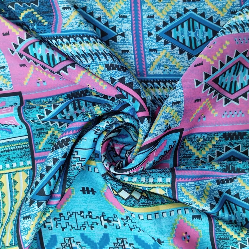 Bohemian Pink Print On Korean Satin S23 KSPS28