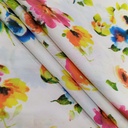 Multi Colour Floral Art Print On Korean Satin S2 KSPS75