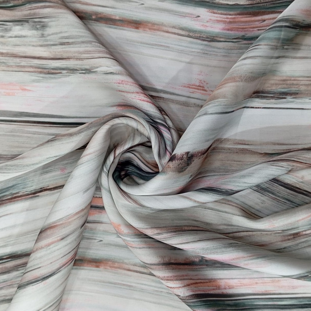 Wave Artwork Print On Korean Satin SS22N KSPB96