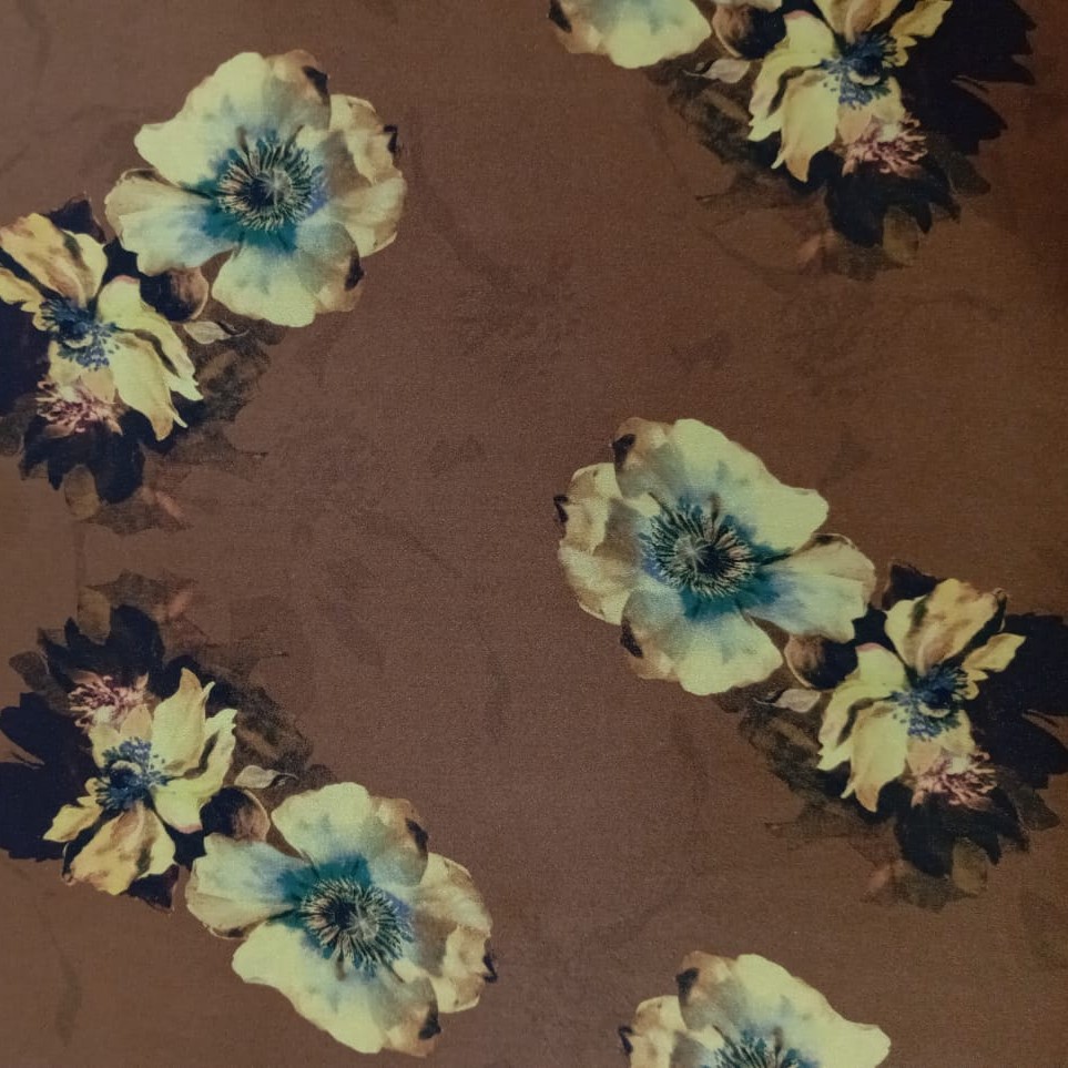 Brown Base Print On Korean Satin SS22N KSPB61