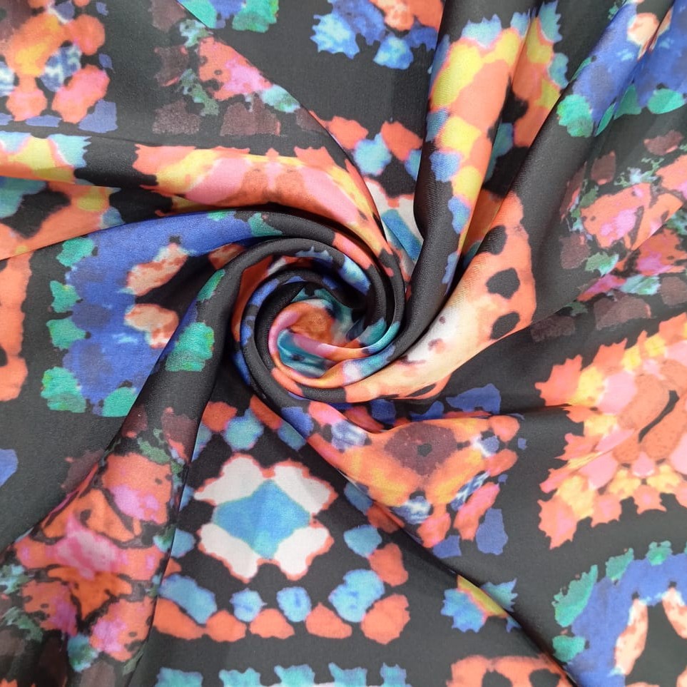Disco Look Print On Korean Satin SS22A KSPA74