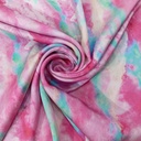 Pink Tie Die Print On Korean Satin Fabric SS22A KSPA02