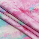 Pink Tie Die Print On Korean Satin Fabric SS22A KSPA02