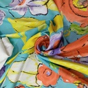 Sky Base Flowers Print On Habutai Satin S23-HSPS85