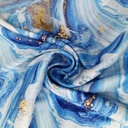 Sky Blue & White Marble Print On Korean Satin SS22A KSPA04