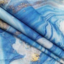 Sky Blue & White Marble Print On Korean Satin SS22A KSPA04