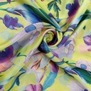 Yellow Base Flowers Print On Habutai Satin S24 HSPS61
