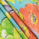 Ocean Base Floral Print On Korean Satin S23 KSPS79
