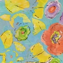 Ocean Base Floral Print On Korean Satin S23 KSPS79