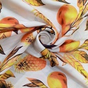 White Base Pineapple Print On Korean Satin S24 KSPS125