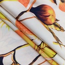 White Base Pineapple Print On Korean Satin S24 KSPS125
