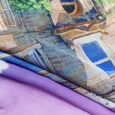 Purple House Print On Habutai Satin S24 HSPS04