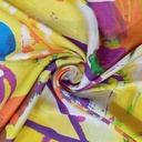 Yellow Popat Print On Habutai Satin S24 HSPS06