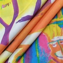 Yellow Popat Print On Habutai Satin S24 HSPS06