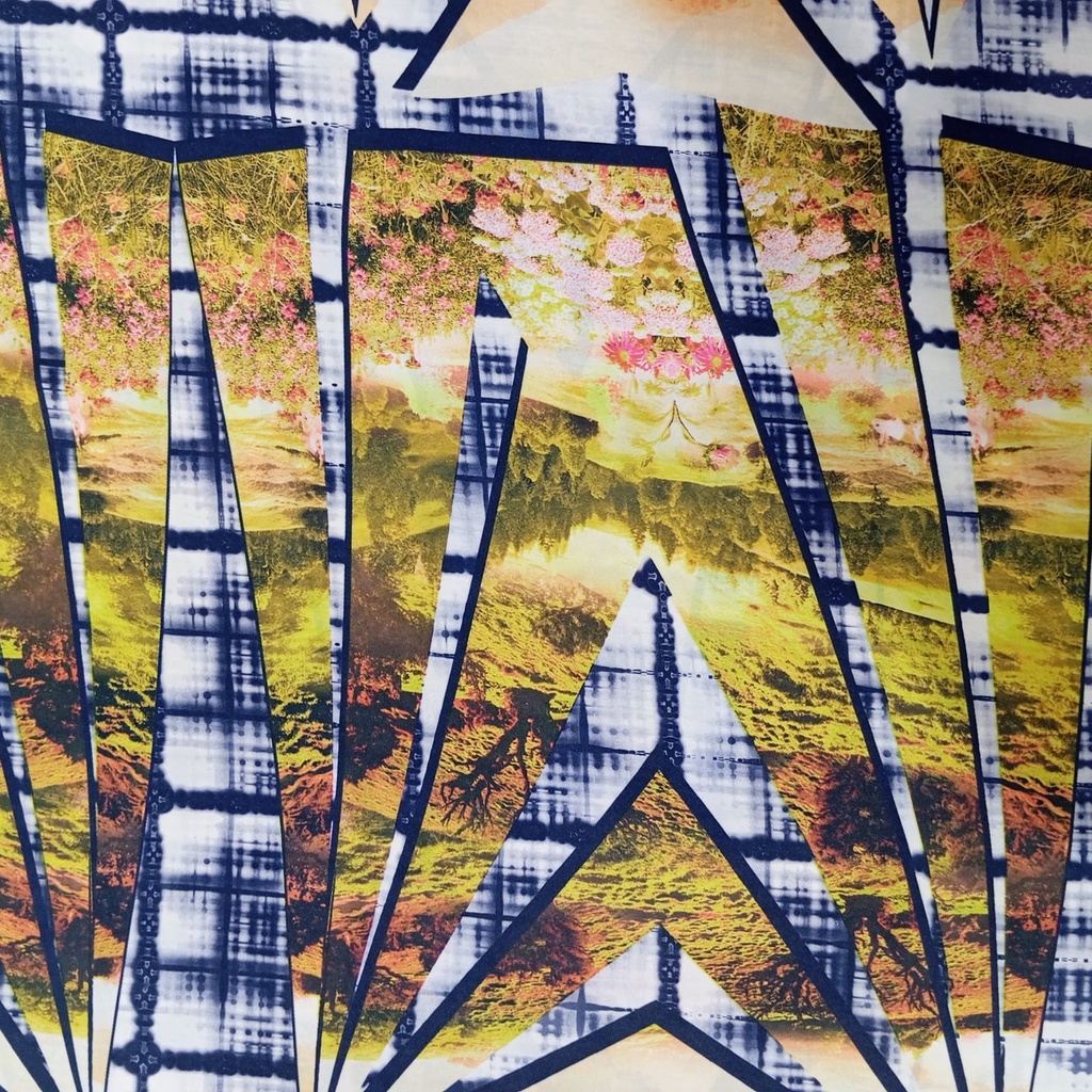 Mirror Garden Print On Habutai Satin S24 HSPS49