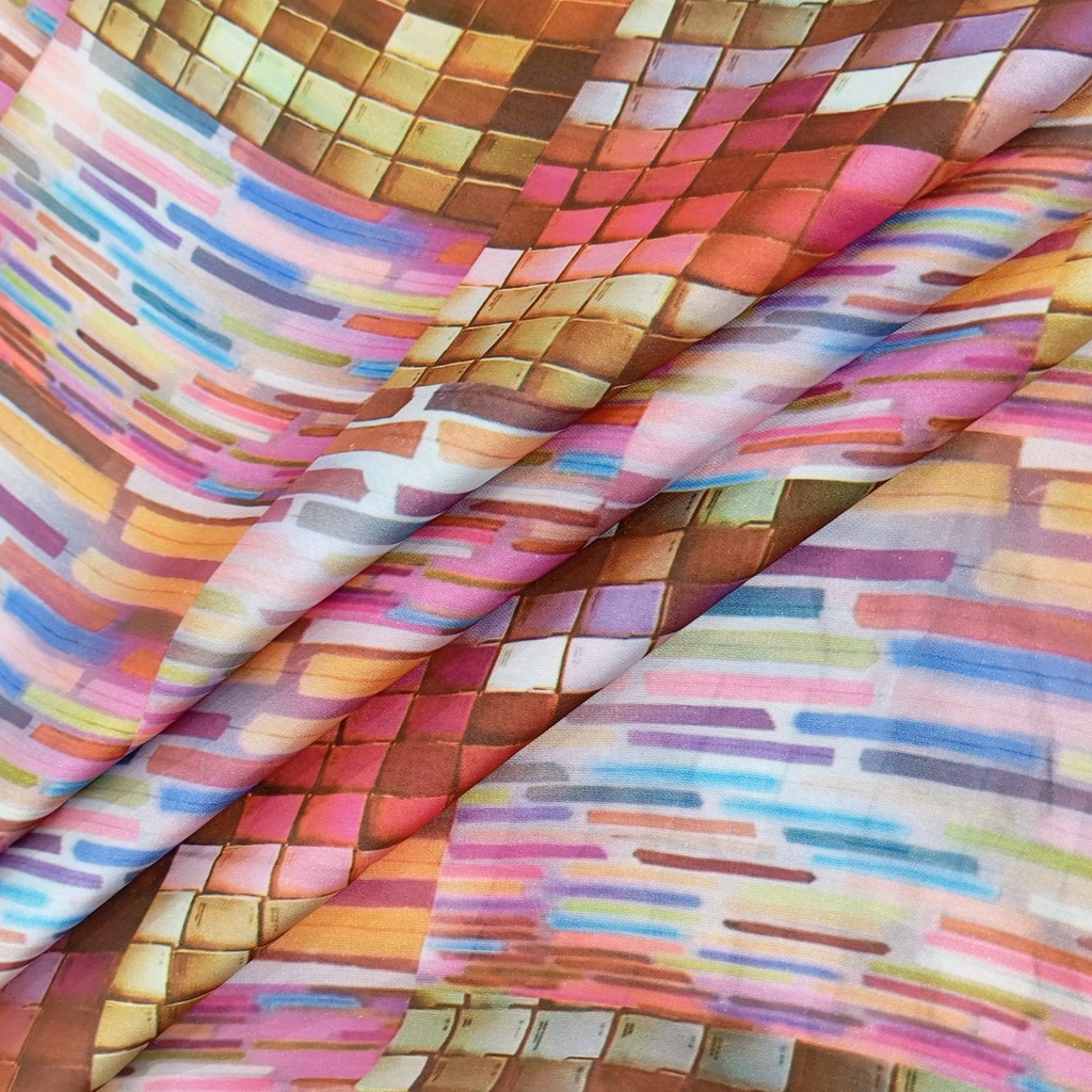 Abstract Club Print On Habutai Satin S24 HSPS03