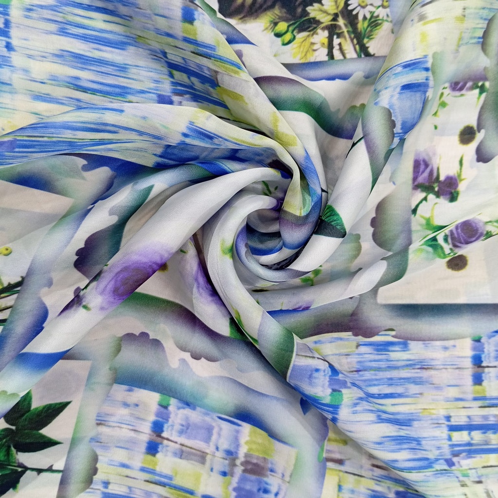 Window Flower Print On Habutai Satin S24 HSPS23