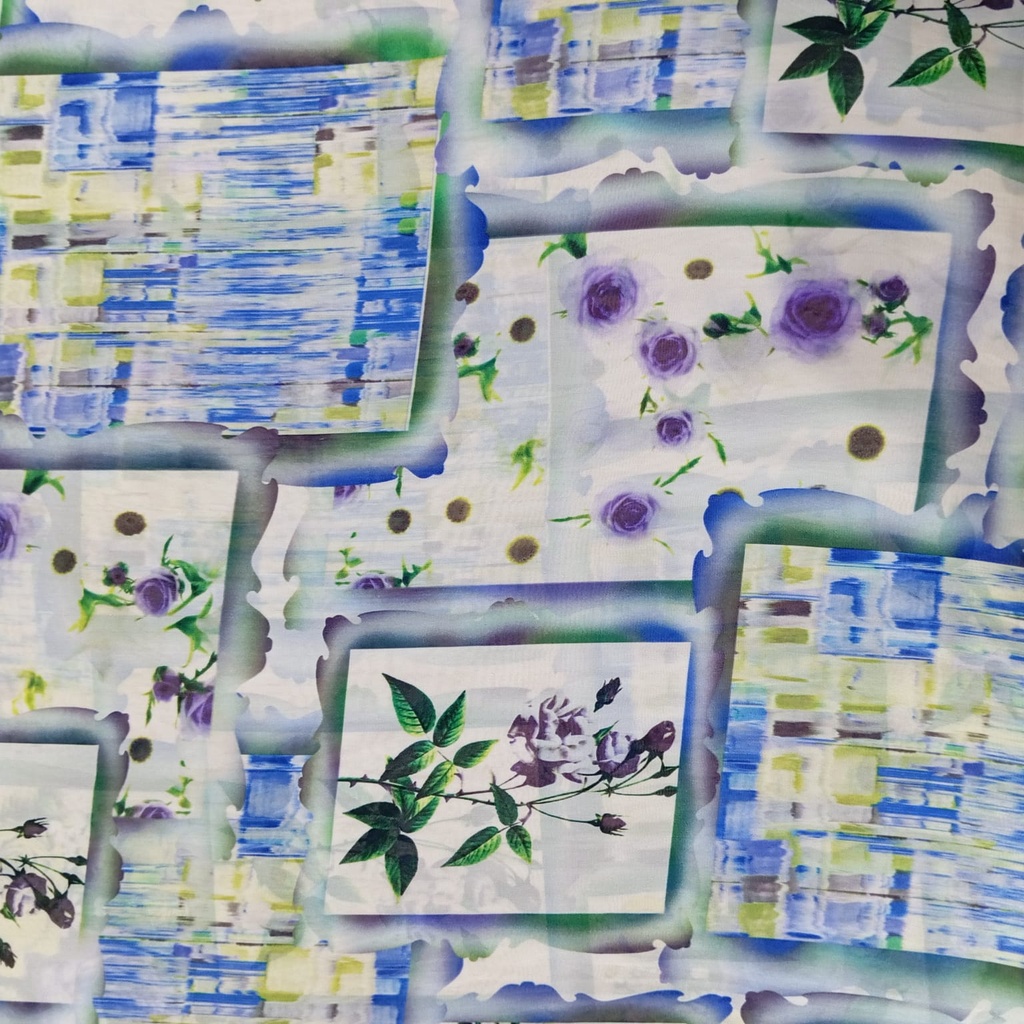 Window Flower Print On Habutai Satin S24 HSPS23
