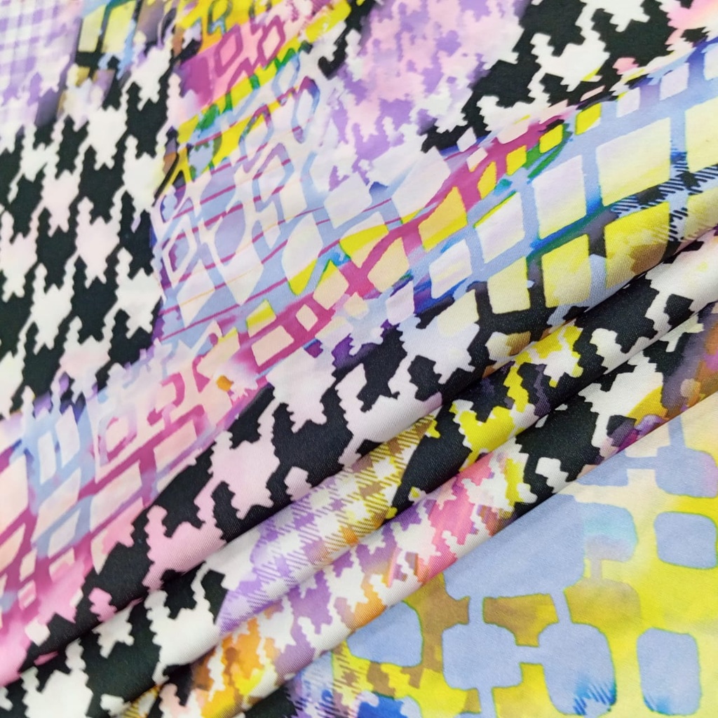 Black & Pink Marble Print On Korean Satin S23-KSPS16