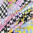Black & Pink Marble Print On Korean Satin S23-KSPS16
