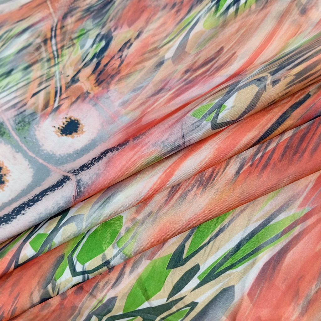 Abstract Far Print On Korean Satin S23-KSPS05