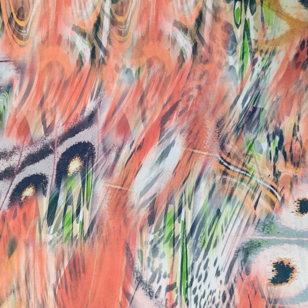 Abstract Far Print On Korean Satin S23-KSPS05