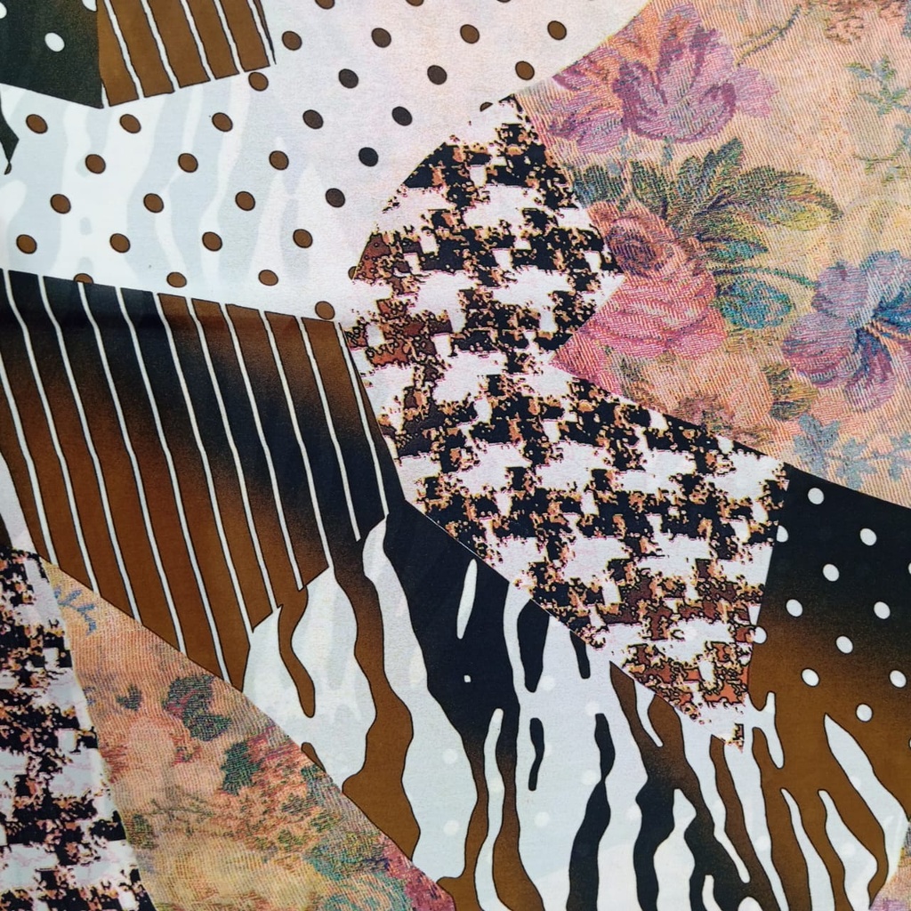 Brown Marble Print On Korean Satin S23 KSPS32