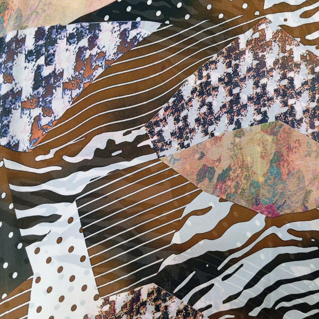Brown & Black Marble Print On Habutai Satin S24 HSPS38