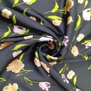 Black Base Flower Print On Habutai Satin S24 HSPS72