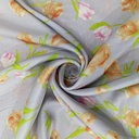 Creamy Base Flower Print On Habutai Satin S24 HSPS71