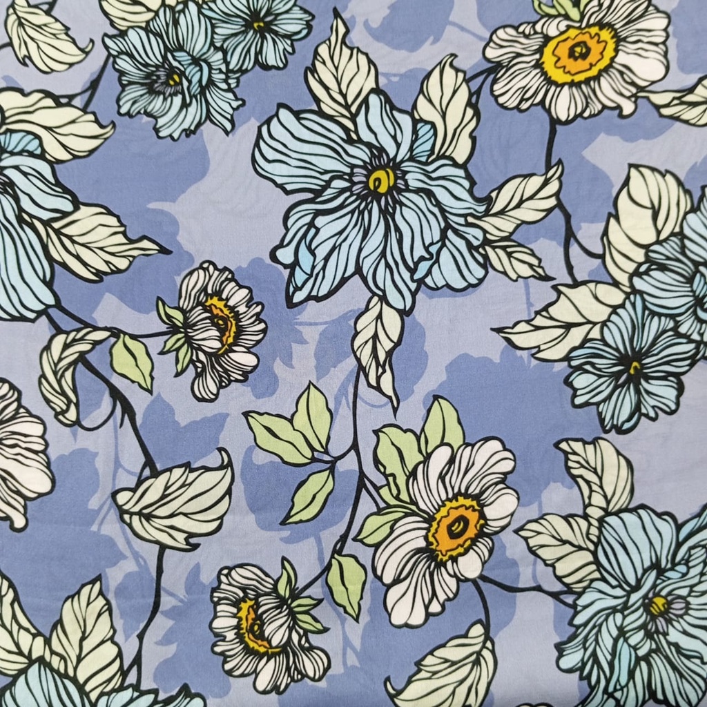 Floral Print On Korean Satin SS22N KSPB57