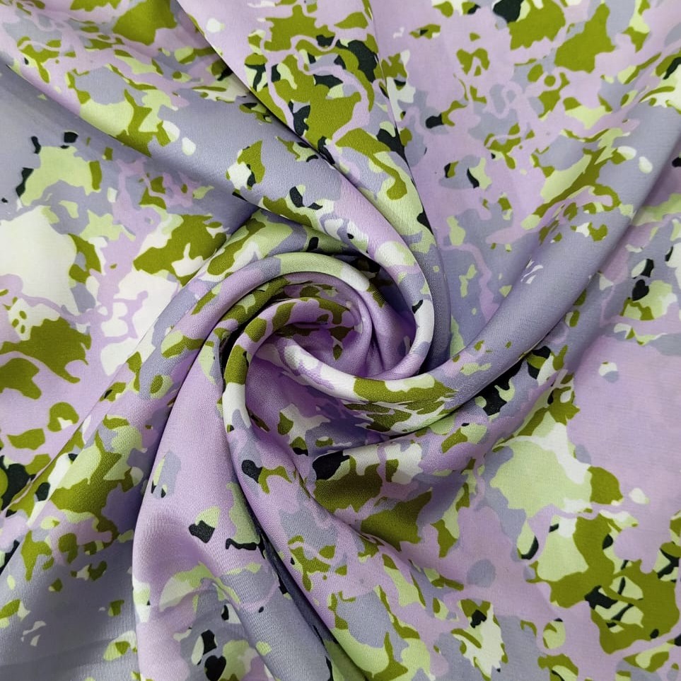 Leaf In Pond Print On Korean Satin SS22N KSPB62